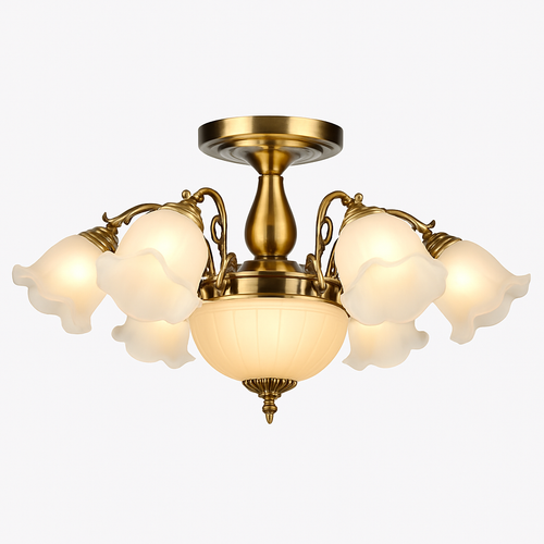 LED chandelier with flower-shaped lampshades - vue 20 sur 19
