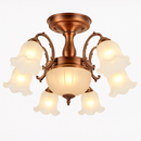 LED chandelier with flower-shaped lampshades