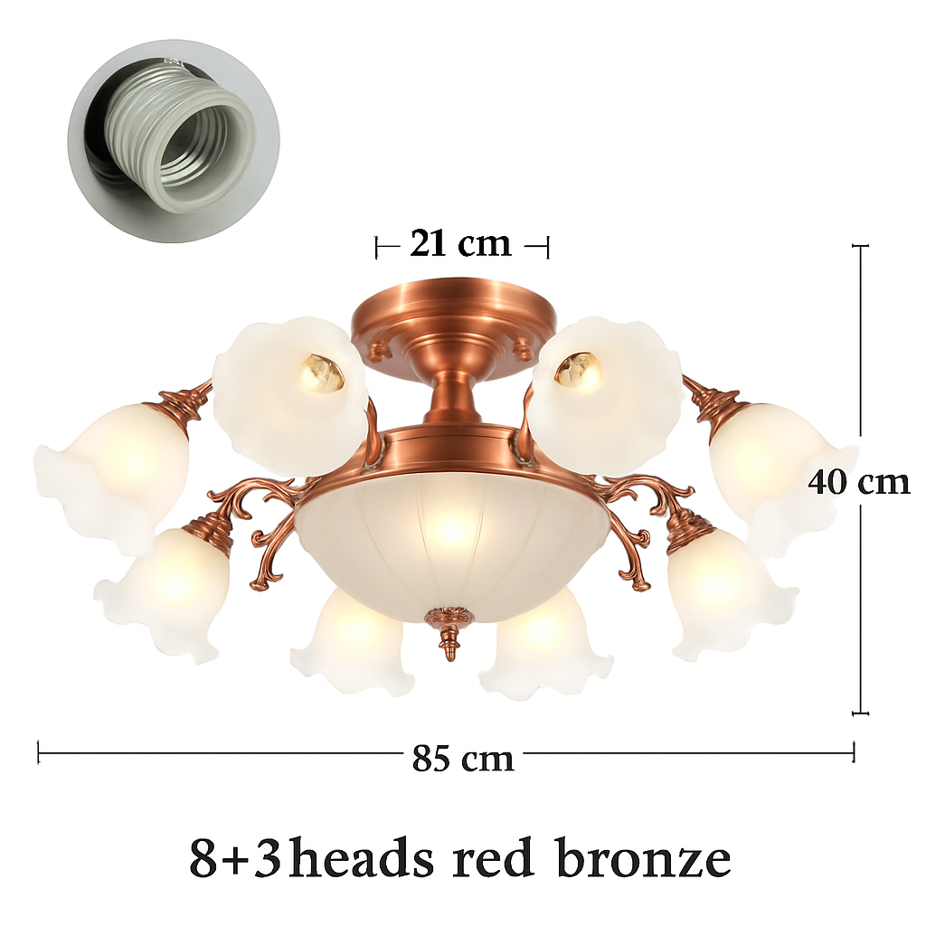 LED chandelier with flower-shaped lampshades - vue 9 sur 19
