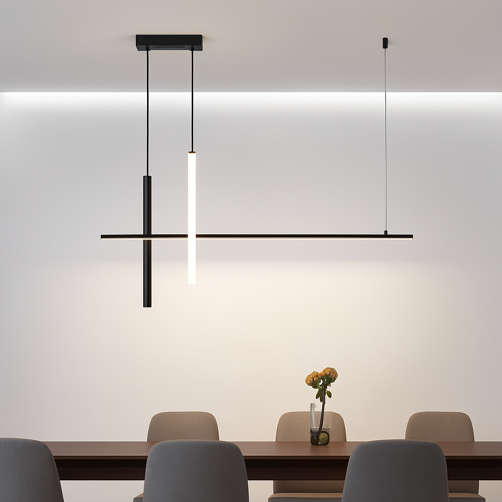 Modern minimalist dimmable black LED chandelier