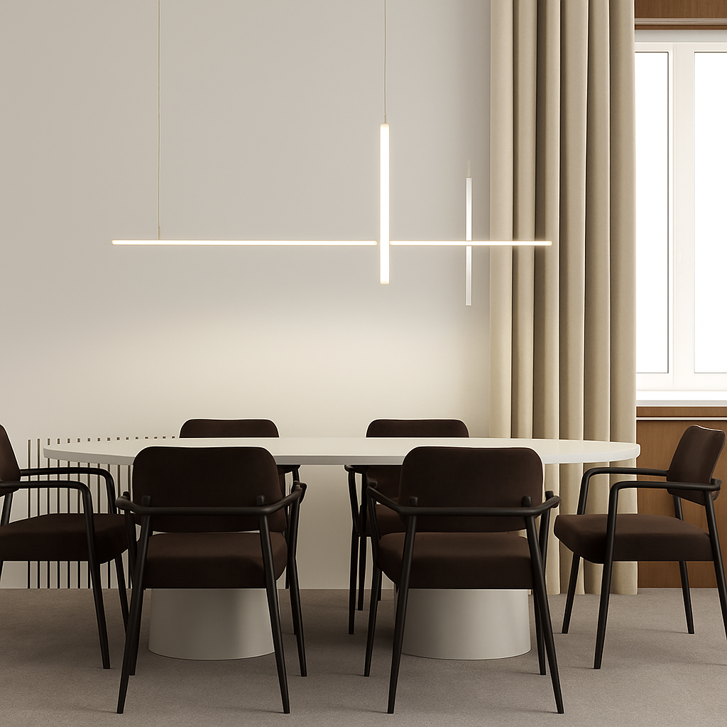 Modern minimalist dimmable black LED chandelier - vue 6 sur 12