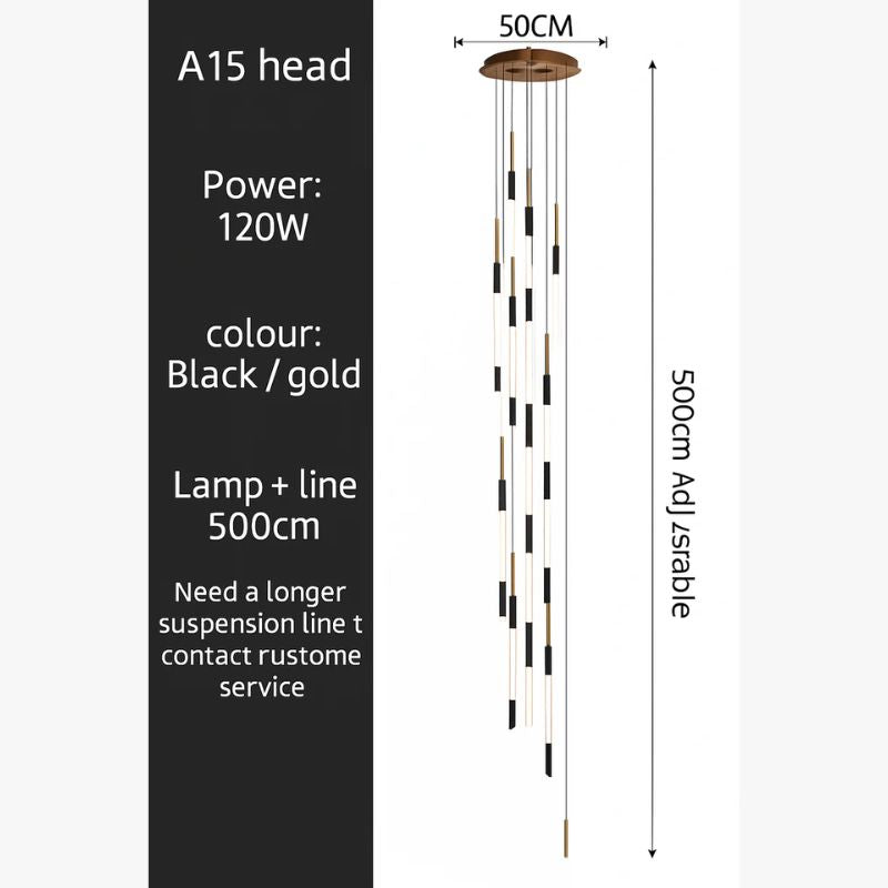 Modern LED long line chandelier for luxury villas - vue 20 sur 24