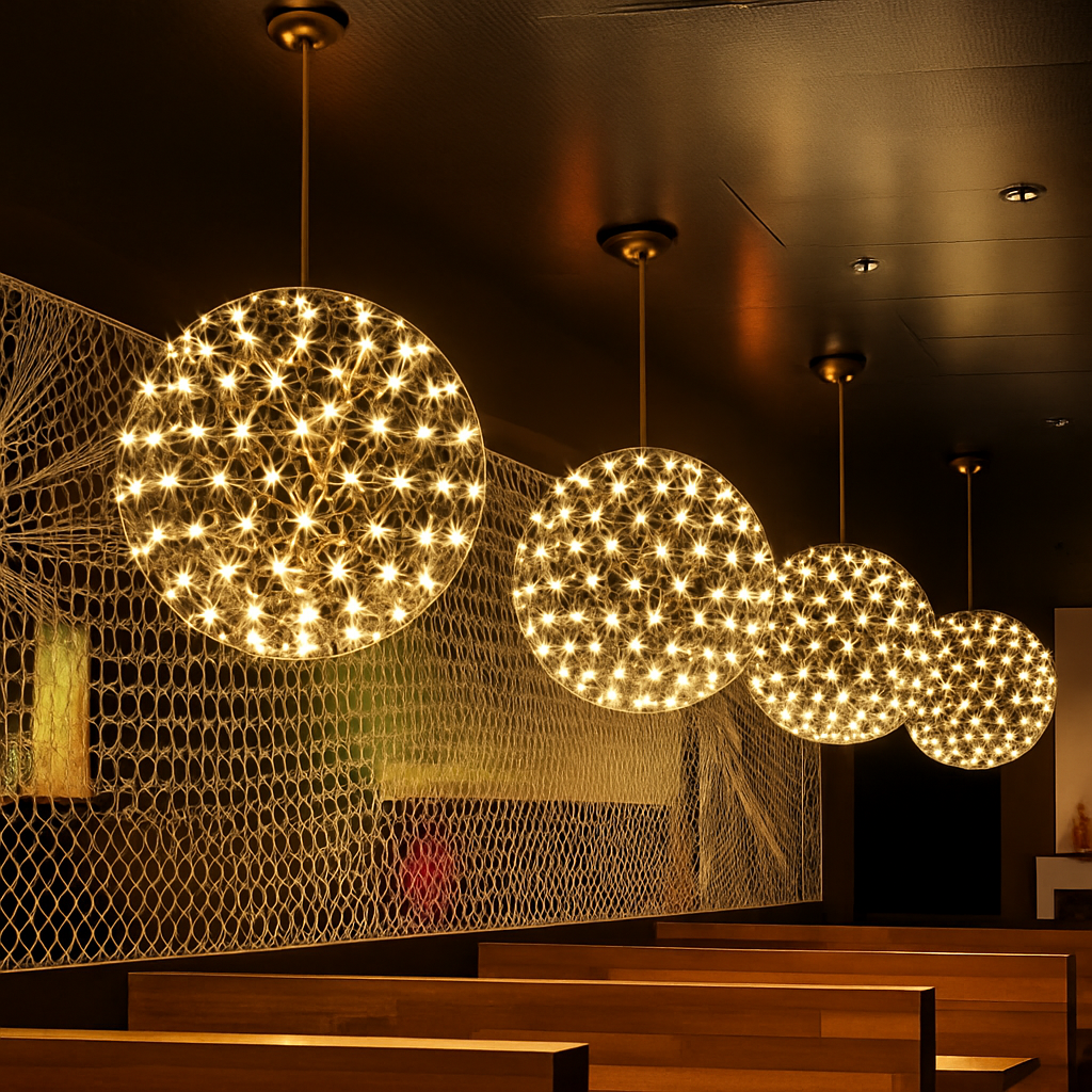Modern LED ball pendant chandelier - vue 4 sur 8