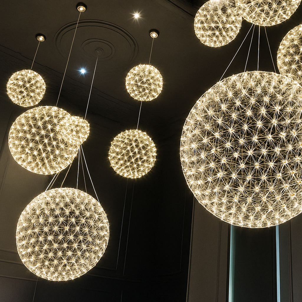 Modern LED ball pendant chandelier - vue 5 sur 8