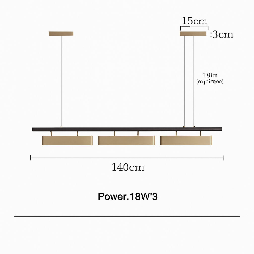 Modern minimalist long restaurant chandelier - vue 7 sur 7