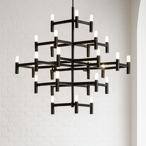 Modern luxury metal chandelier with adjustable pendant lighting - vue 3 sur 25