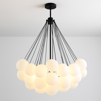 Modern frosted glass chandelier with pendant lamps