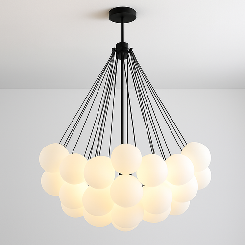 Modern frosted glass chandelier with pendant lamps