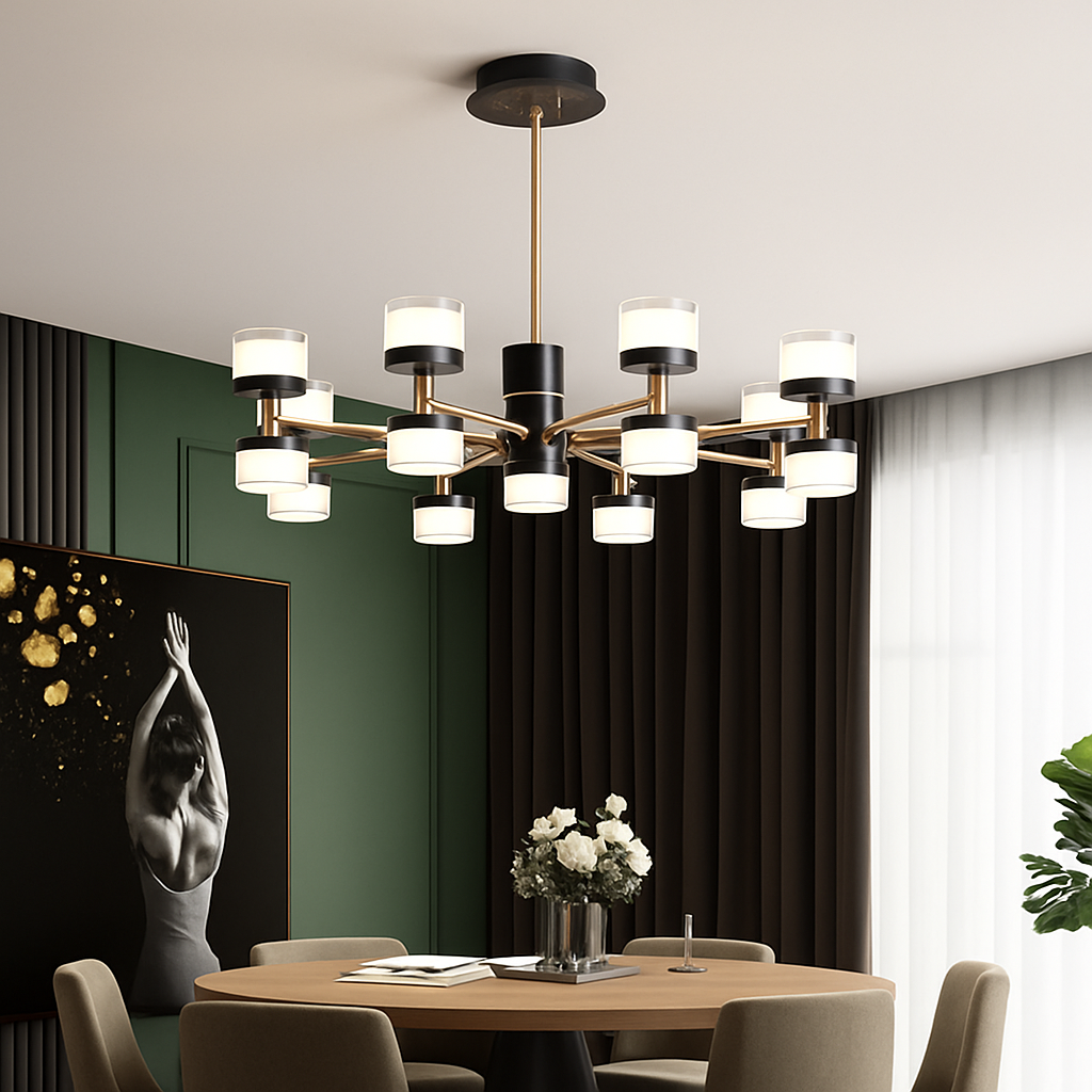 Premium modern chandelier with remote control and dimming - vue 3 sur 11