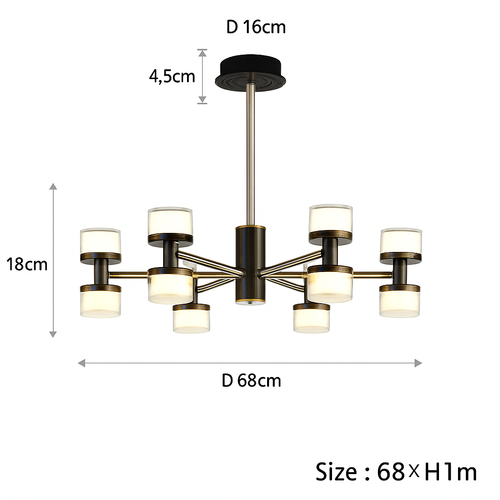 Premium modern chandelier with remote control and dimming