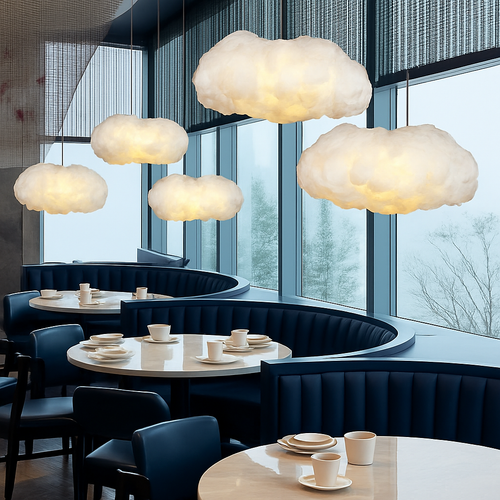 lustre moderne led en forme de nuage flottant pour restaurant - vue 4 sur 24