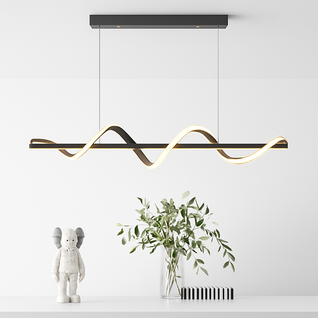 Modern rotating LED chandelier with long-range remote control - vue 3 sur 7