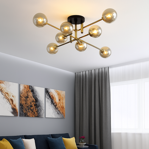 Modern LED pendant chandelier with simple suspension and contemporary lighting design - vue 2 sur 15