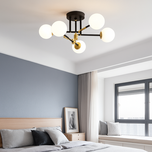 Modern LED pendant chandelier with simple suspension and contemporary lighting design - vue 3 sur 15