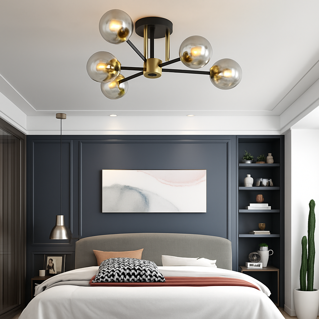 Modern LED pendant chandelier with simple suspension and contemporary lighting design - vue 3 sur 15