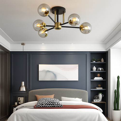 Modern LED pendant chandelier with simple suspension and contemporary lighting design - vue 4 sur 15