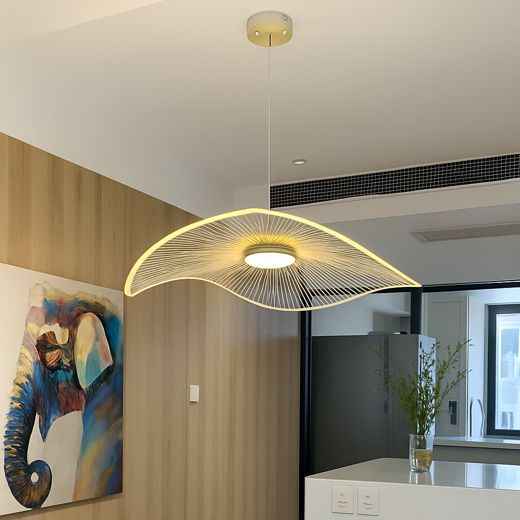 Nordic LED acrylic chandelier with postmodern wave design - vue 4 sur 11