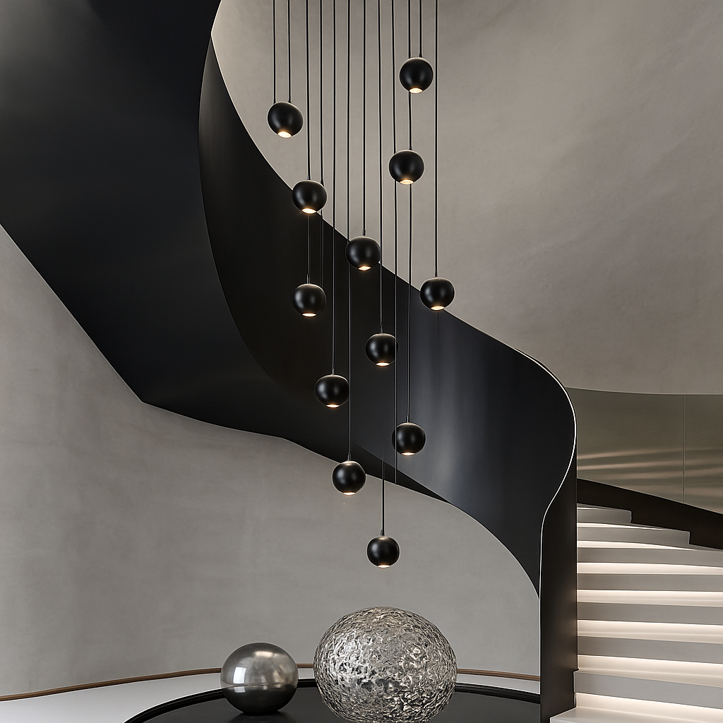 Decorative circular orb chandelier for penthouse