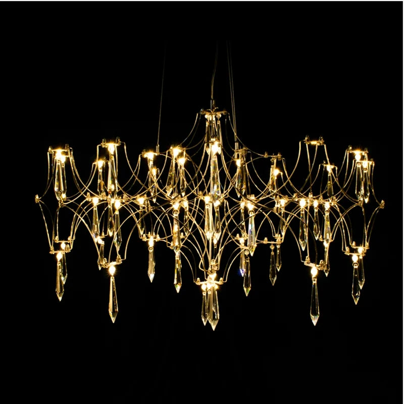 Post-modern crystal light cube LED chandelier in stainless steel