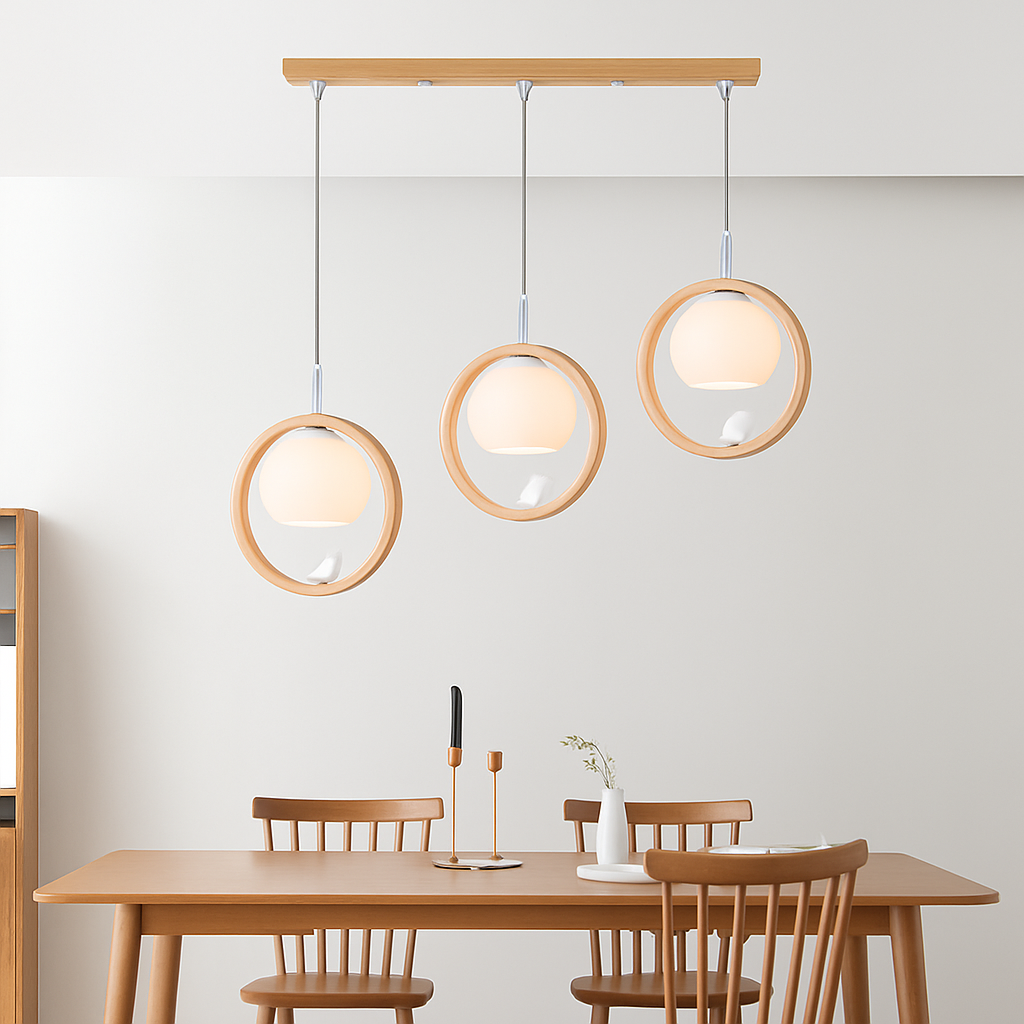 Designer wooden bird pendant chandelier for interior decoration