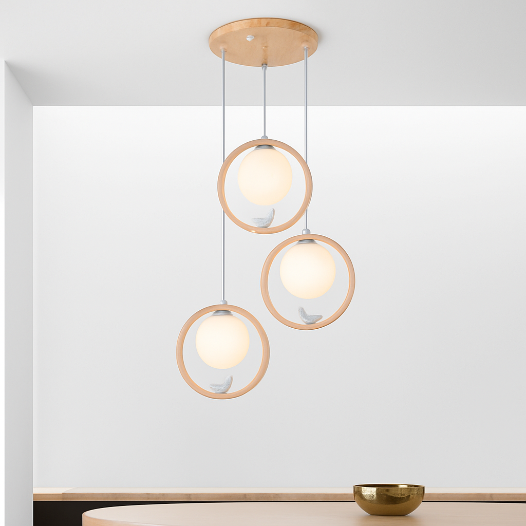 Designer wooden bird pendant chandelier for interior decoration