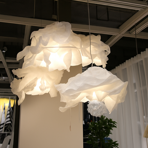 White paper flower design chandelier - vue 2 sur 7