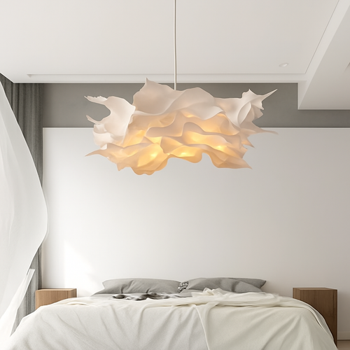 White paper flower design chandelier - vue 3 sur 7