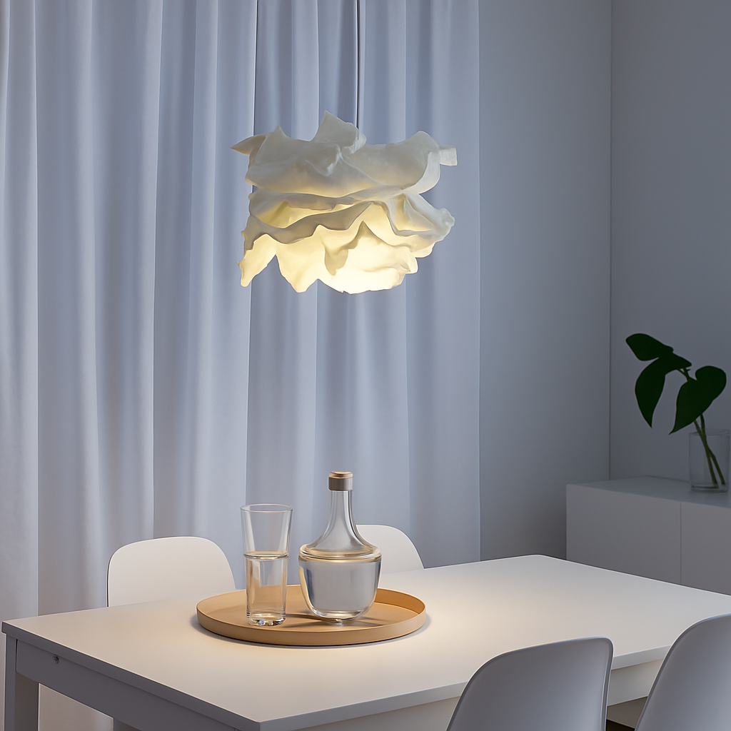 White paper flower design chandelier - vue 5 sur 7
