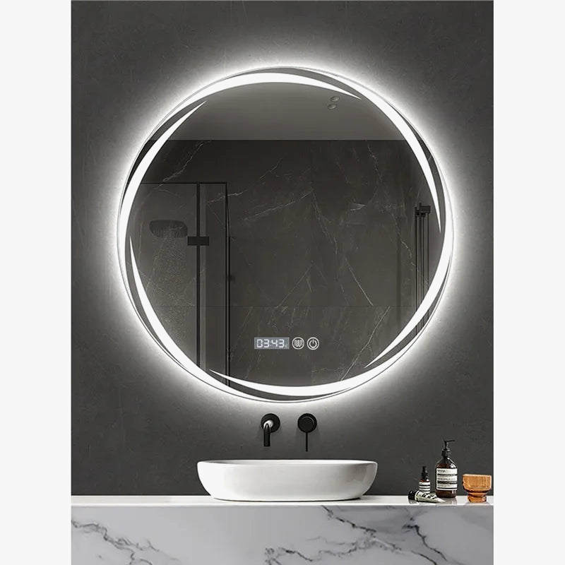 Creative illuminated circular mirror for modern decor