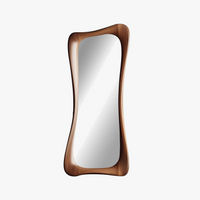 French decorative mirror in walnut wood, luxury retro style