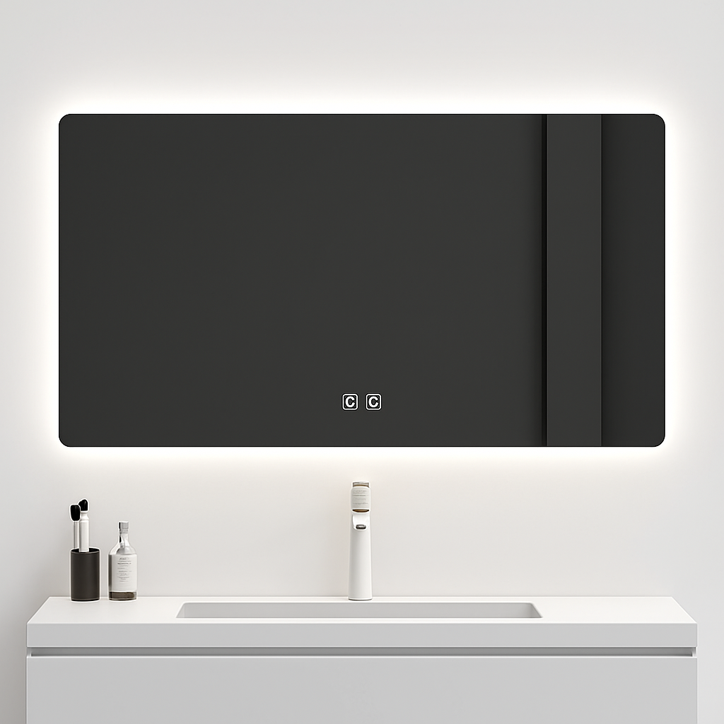Rectangular smart mirror with touch screen and LED lighting - vue 6 sur 10