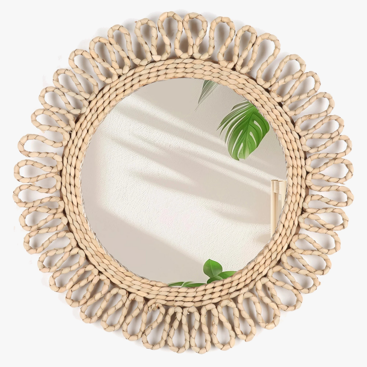 decorative handwoven bohemian circular wall mirror