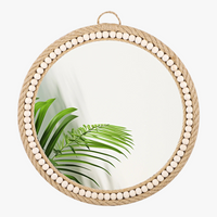 round decorative rattan hanging wall mirror