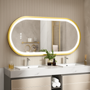 smart oval anti-fog mirror with adjustable LED lighting