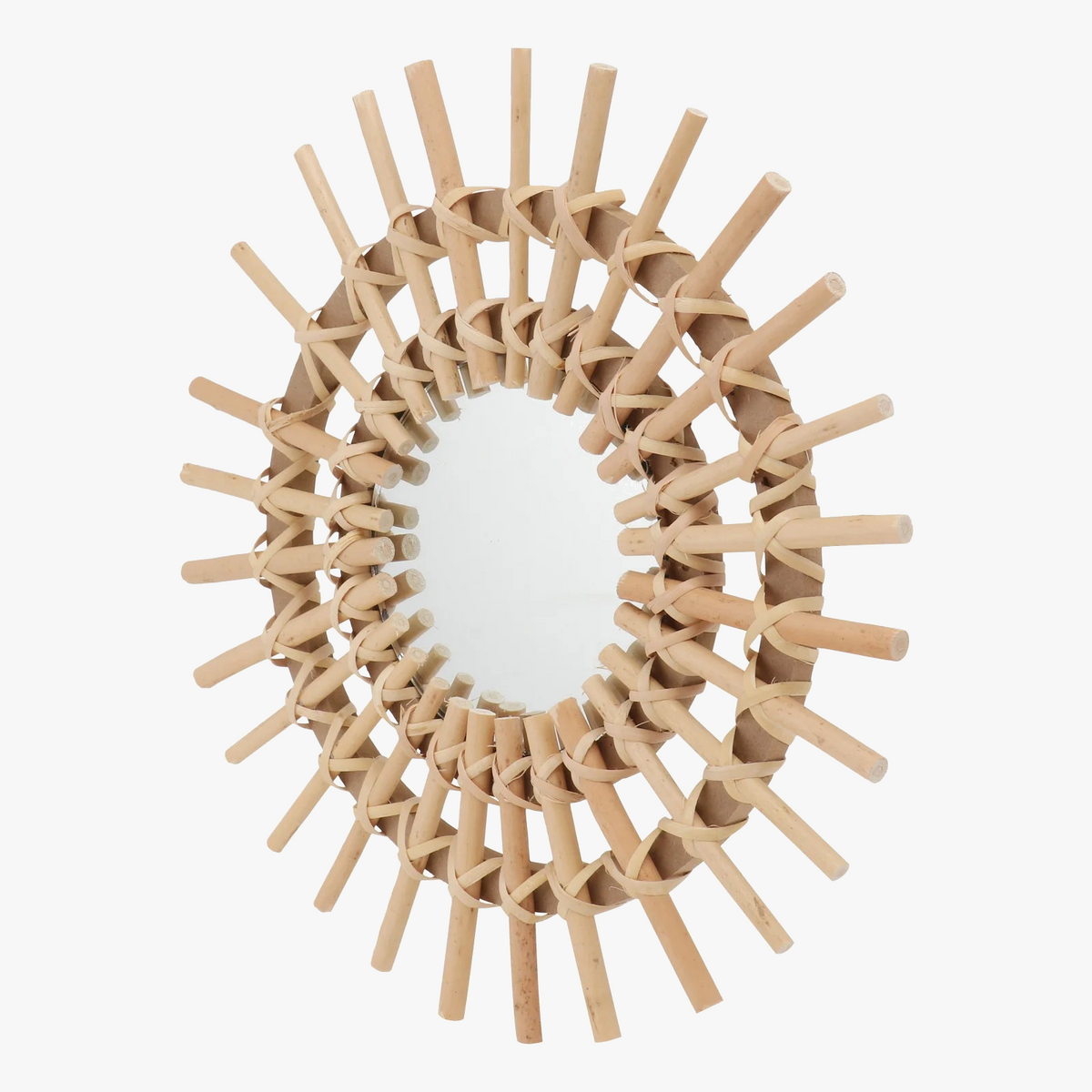 decorative rattan hanging mirror for rural home