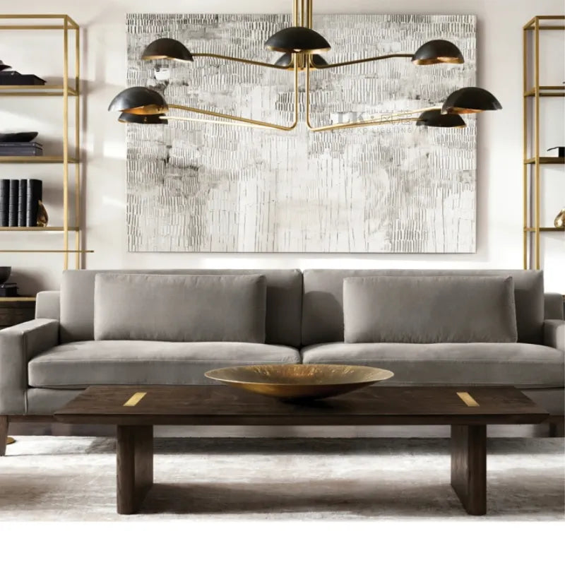 Modern neoclassical copper coloured chandelier