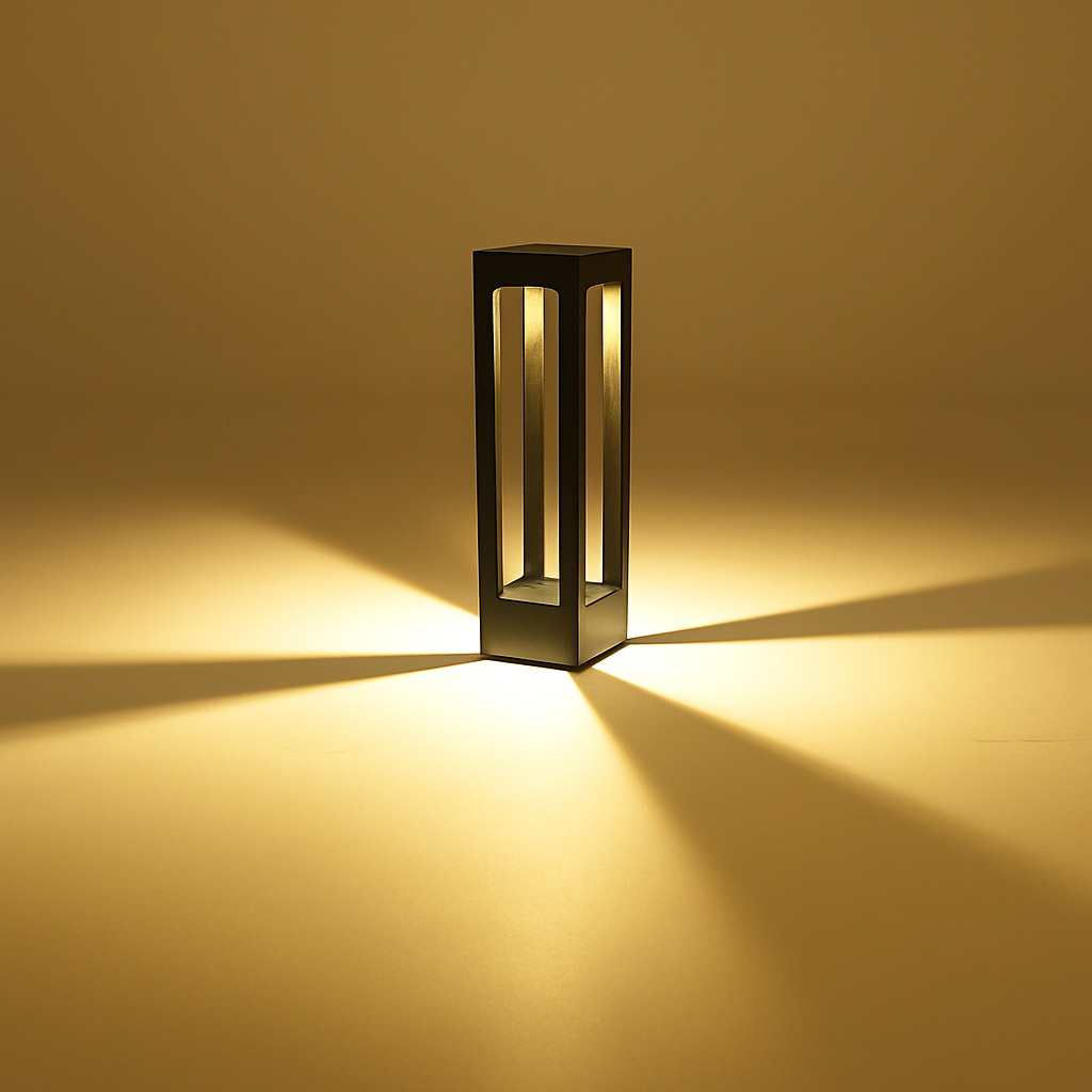 Modern black aluminium LED garden pillar lamp for outdoor landscaping 40 cm