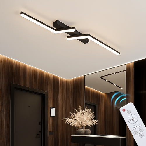 Modern LED line ceiling light for living room, dining room, bedroom, study, gold or black