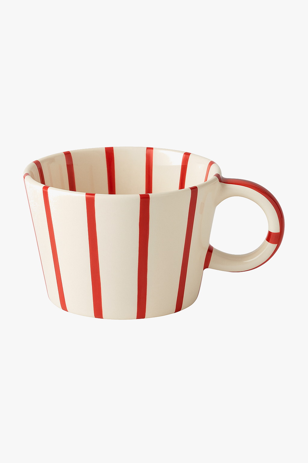 Nordic geometric striped ceramic mug with hand-painted handle
