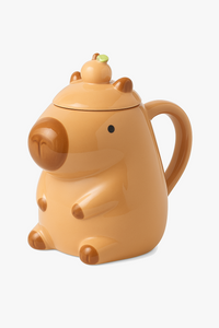 Cute capybara ceramic mug with lid gift