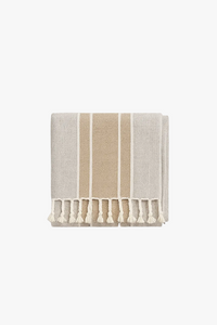 Waterproof cotton polyester tablecloth with country-style stripes and tassels