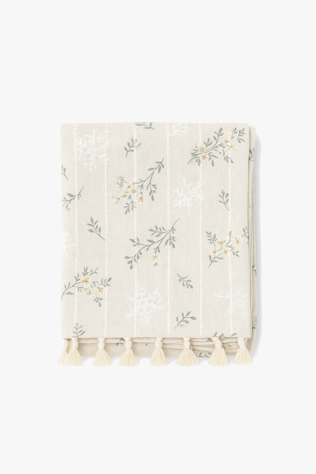 Korean style cotton tablecloth with embroidered daisy pattern