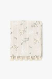 Korean style cotton tablecloth with embroidered daisy pattern