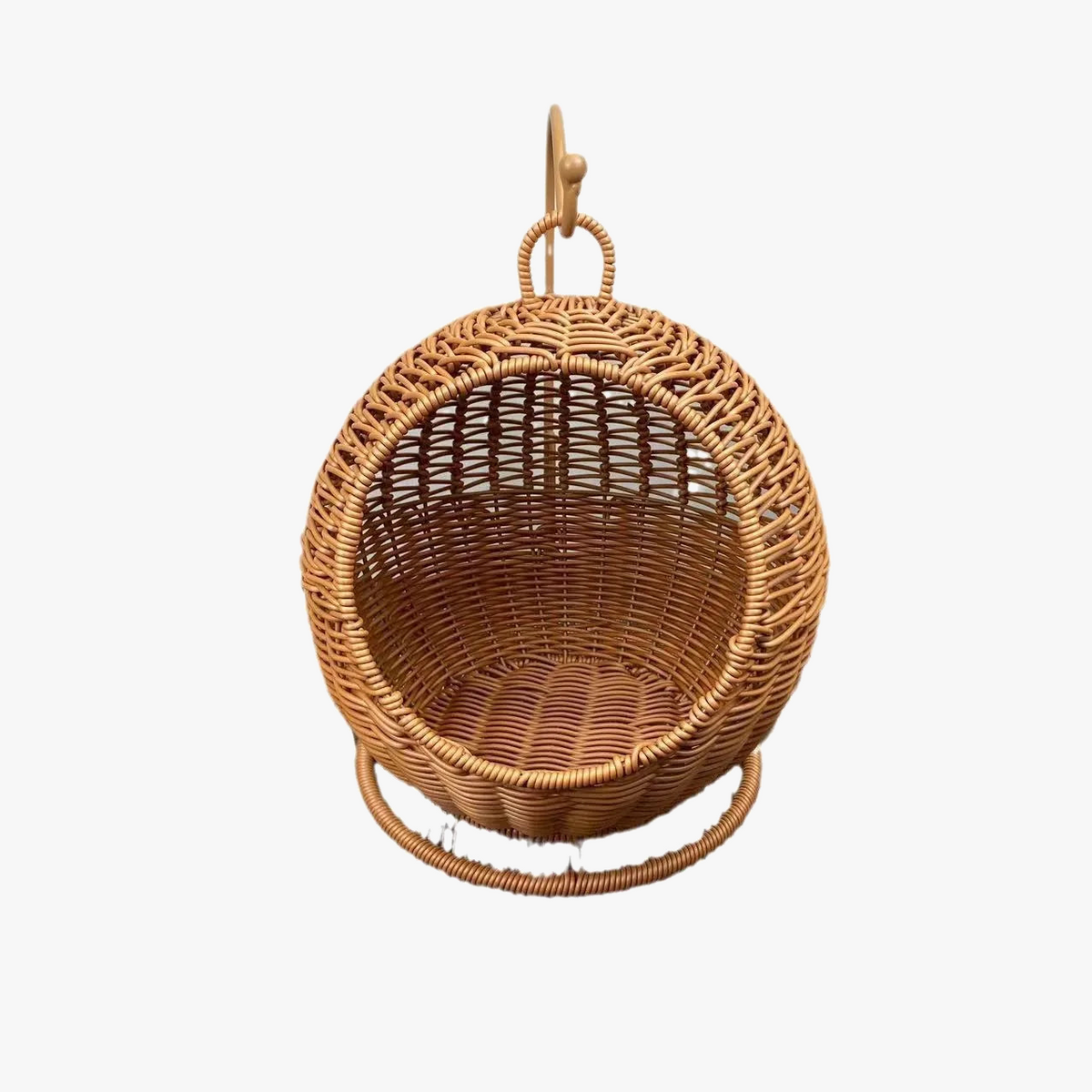 Hanging rattan cat nest with storage
