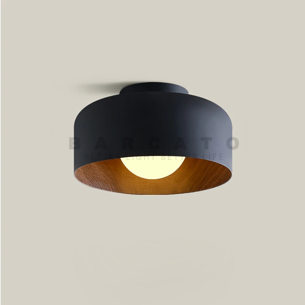 Nordic modern walnut wood texture LED ceiling light for bedroom, living room, kitchen, study, hallway, balcony, round G9 chandelier