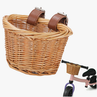 woven wicker basket for children's bike and scooter, durable, waterproof