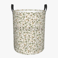 vintage circular floral foldable laundry basket