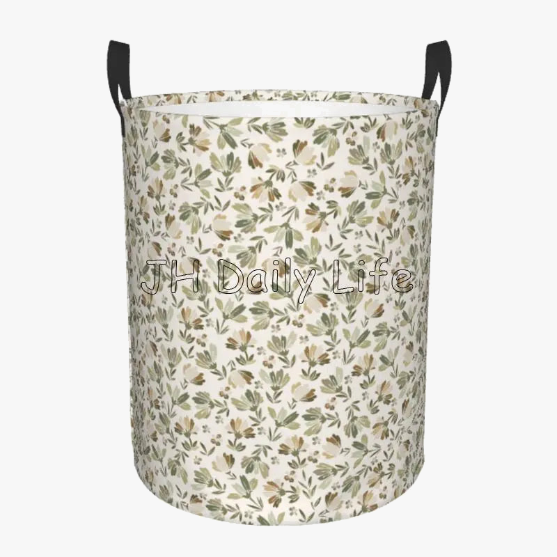 vintage circular floral foldable laundry basket