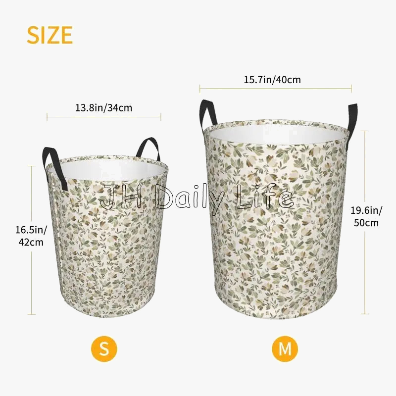vintage circular floral foldable laundry basket
