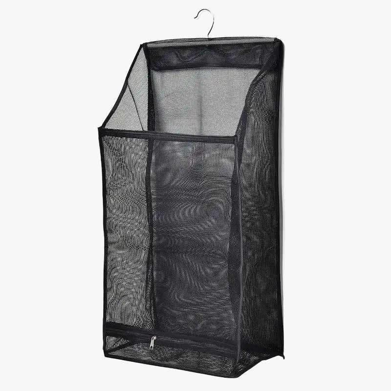 Hanging foldable laundry basket for convenient storage